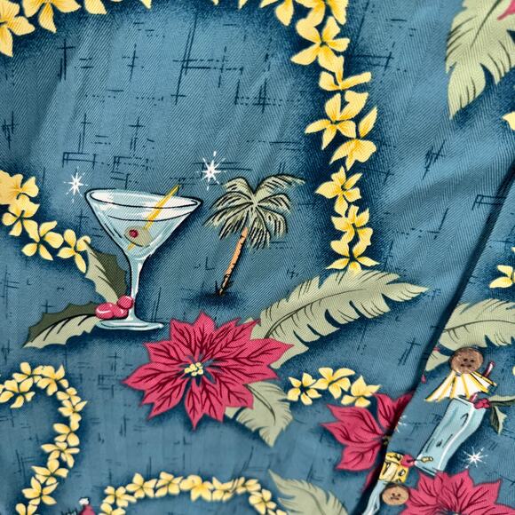 Tommy Bahama Silk Shirt Mens Medium Holiday Christmas Aloha Santa 2002 Vintage - Picture 5 of 9